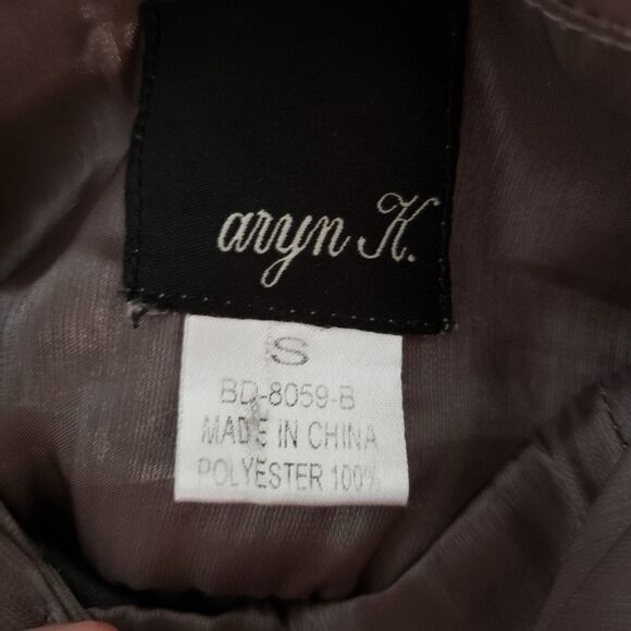 Aryn K Small Silver Strapless Faux Wrap Empire Waist Tie Front Mini Dress - Picture 7 of 13